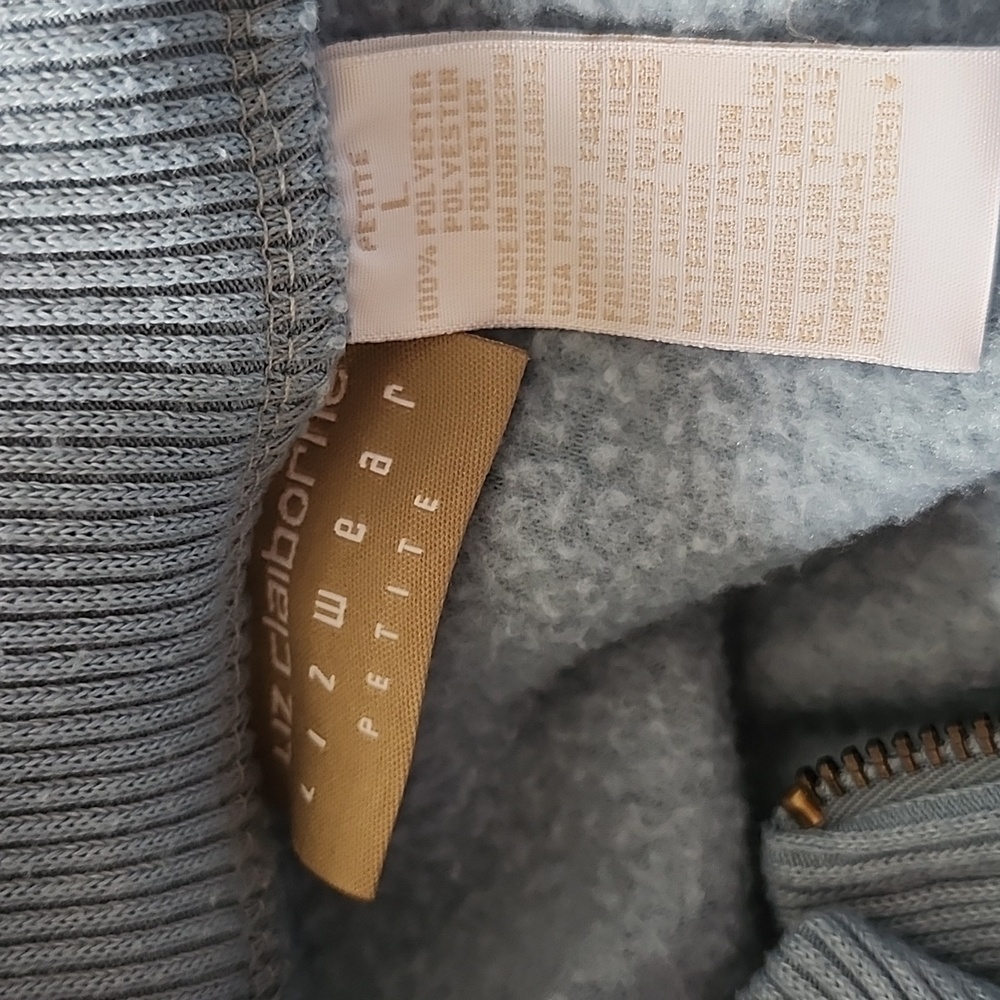Liz Claiborne Denim Blue Quarter-Zip Fleece Pullover, LP - Picture 6 of 12
